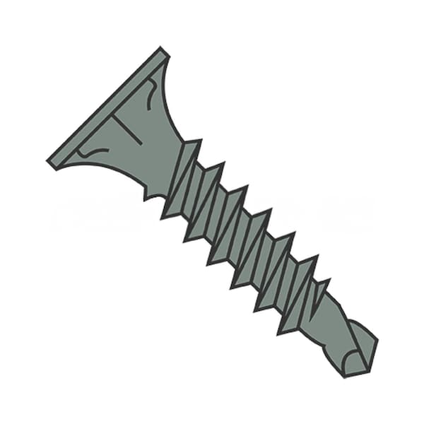 Usa Industrials Self-Drilling Screw, #8-18 x 1-5/8 in, Green Ceramic Steel Wafer Head Phillips Drive BULK-SCRW-11488 - main